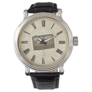 RUSTIC ROMAN NUMERALS UNIQUE CASSETTE TAPE WATCH