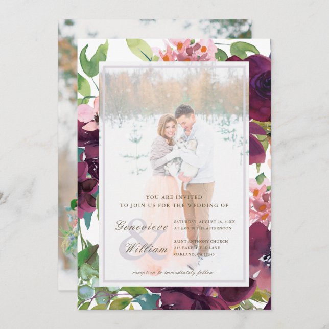 Rustic Romance Beautiful Two Photo Wedding Invitation (Front/Back)