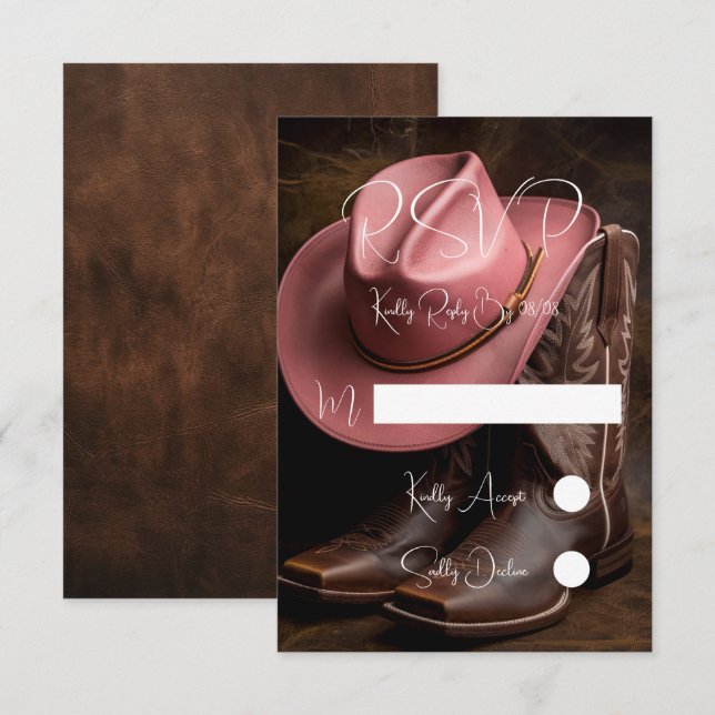 Rustic Romance: Boots and Hat Wedding RSVP Card (Front/Back)