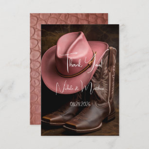 Rustic Romance: Boots & Hat Thank You Card