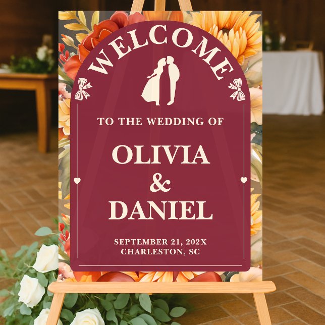 Rustic Romance | Custom Fall Wedding Welcome Acrylic Sign (Creator Uploaded)