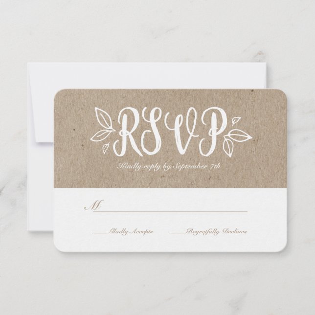 Rustic Romance Faux Kraft Paper RSVP (Front)
