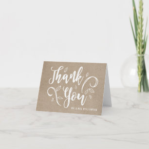 Rustic Romance / Faux Kraft Paper Thank You Note Card