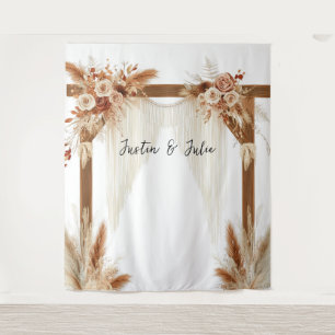 Rustic Romance Pampas Arch – Wedding Backdrop Tapestry