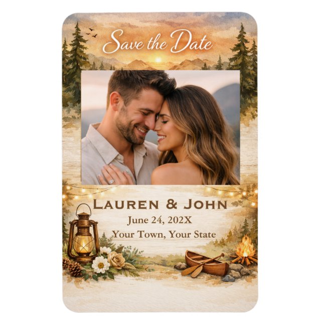 Rustic Romance Photo Save The Date Wedding Magnet (Vertical)