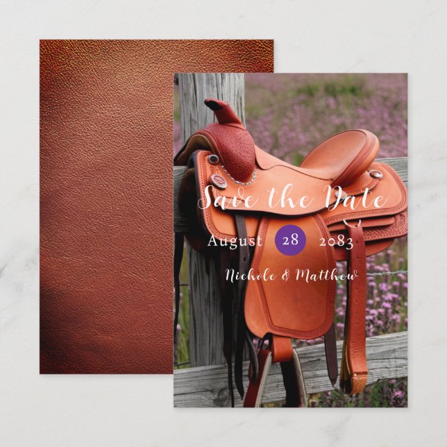 Rustic Romance: Saddle on the Fence  Save The Date (Front/Back)