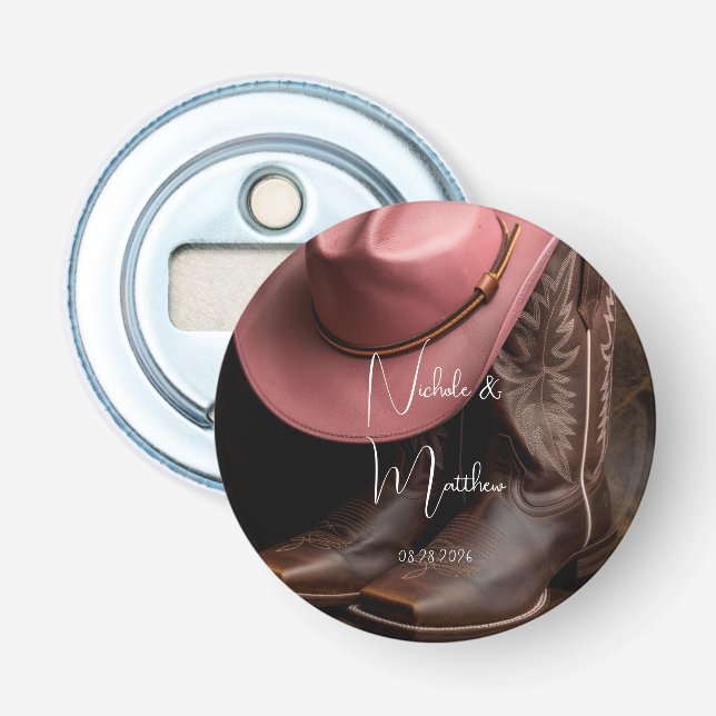 Rustic Romance Wedding Gift Bottle Opener (Front)