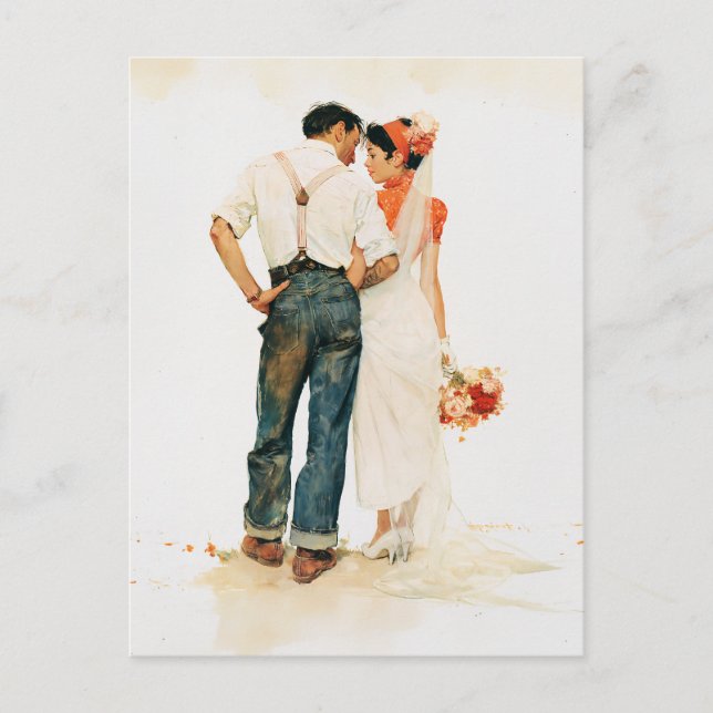  Rustic Romance Wedding Illustration Postcard (Front)