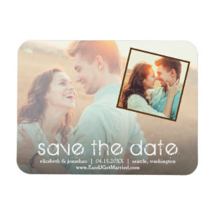 Rustic Romantic 2 Photo Save the Date Magnet