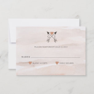 Rustic Romantic Arrow and Heart Wedding RSVP Card