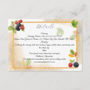 Rustic Romantic Autumn Berry Wedding Photo Back Enclosure Card
