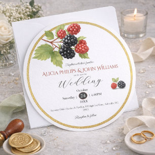 Rustic Romantic Autumn Berry Wedding Photo Back  Invitation