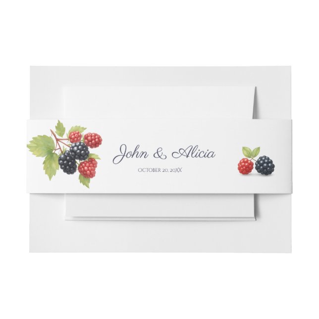Rustic Romantic Autumn Berry Wedding Photo Back  Invitation Belly Band (Front Example)