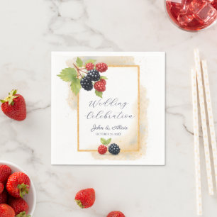 Rustic Romantic Autumn Berry Wedding Photo Back Napkin