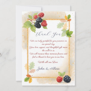 Rustic Romantic Autumn Berry Wedding Photo Back Thank You Card