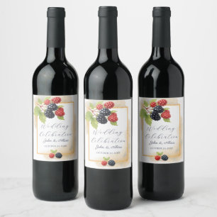 Rustic Romantic Autumn Berry Wedding Photo Back  Wine Label