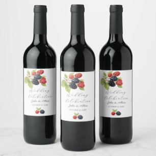 Rustic Romantic Autumn Berry Wedding Photo Back  Wine Label