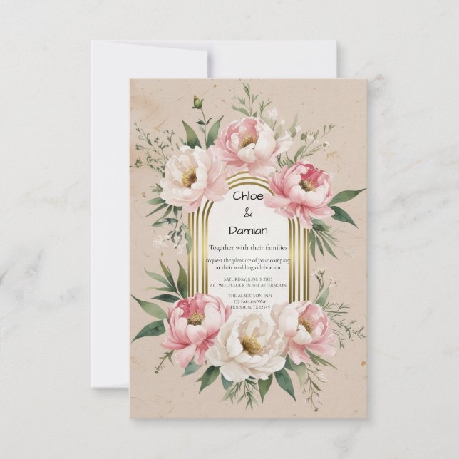Rustic Romantic Boho Blush & Ivory Floral Wedding  Save The Date (Front)