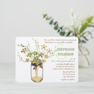Rustic Romantic Copper Olive Mason Jar Wedding Invitation