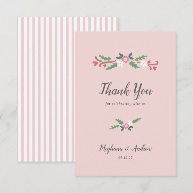 Rustic Romantic Floral Bunch Thank You Card (Front/Back)