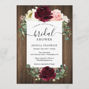 Rustic Romantic Greenery Bridal Shower Invitation