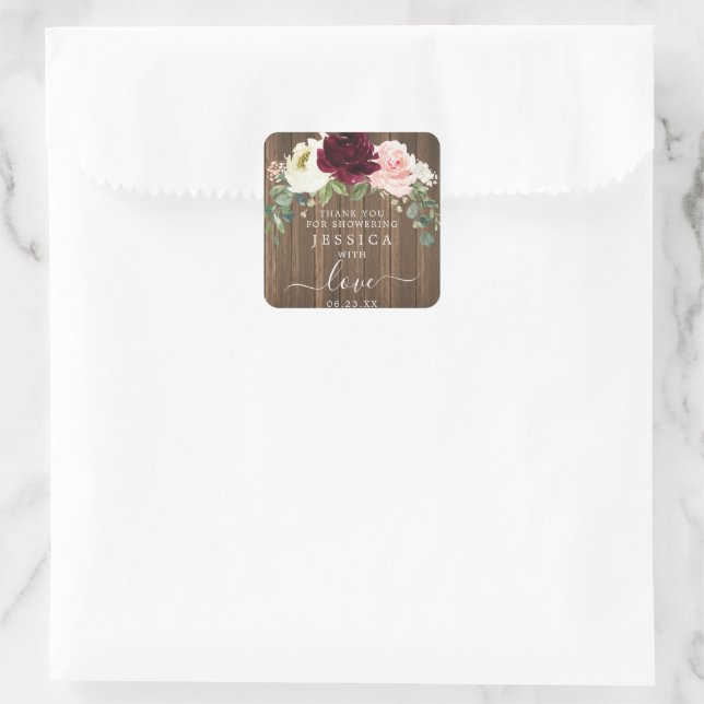 Rustic Romantic Greenery Wood Favour Sticker (Bag)