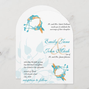 Rustic Romantic Hummingbird Kiss Love BirdWedding Invitation