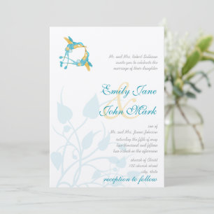 Rustic Romantic Hummingbird Kiss Love BirdWedding Invitation