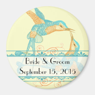 Rustic Romantic Hummingbird Kiss Love BirdWedding Magnet