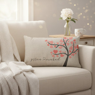 Rustic Romantic Love Tree Couple Names Valentines Lumbar Cushion