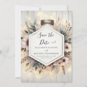 Rustic Romantic Mason Jar Wedding Save The Date