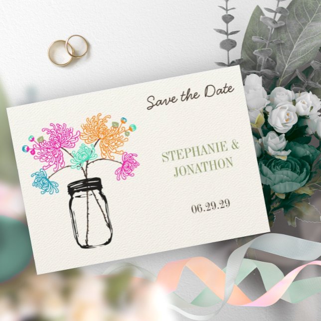 Rustic Romantic Mason Jar Wild Flower Wedding Invi Invitation (Creator Uploaded)