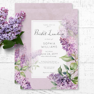 Rustic Romantic Purple & Sage Lilacs Bridal Lunch Invitation