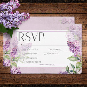 Rustic Romantic Purple & Sage Lilacs Dinner  RSVP Card