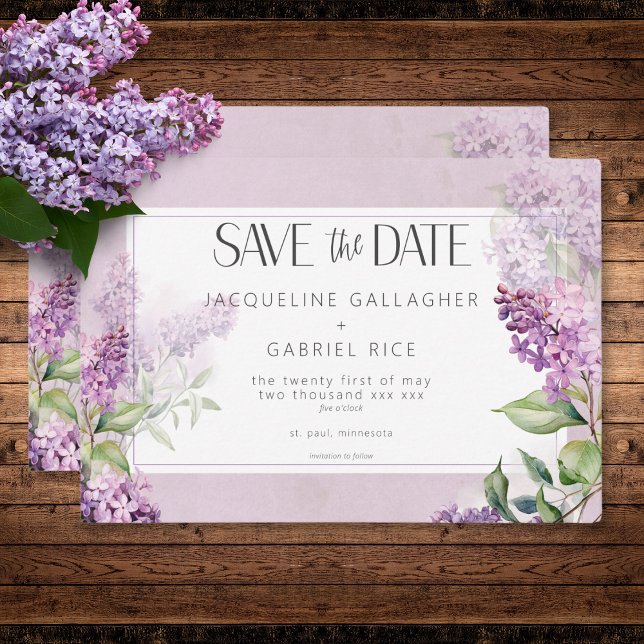 Rustic Romantic Purple & Sage Lilacs Wedding Save The Date (Rustic Romantic Purple & Sage Lilacs Wedding Save the Date Card)