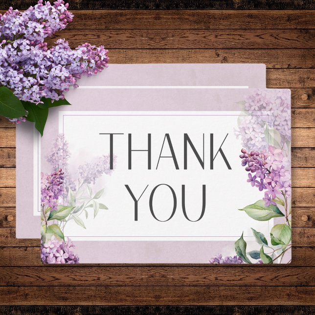 Rustic Romantic Purple & Sage Lilacs Wedding Thank You Card (Rustic Romantic Purple & Sage Lilacs Wedding Thank You Card)