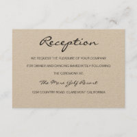 Rustic Romantic Reception or Accomodation Card