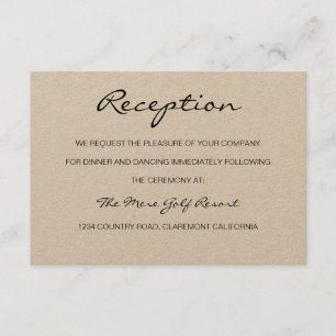 Rustic Romantic Reception or Accomodation Card