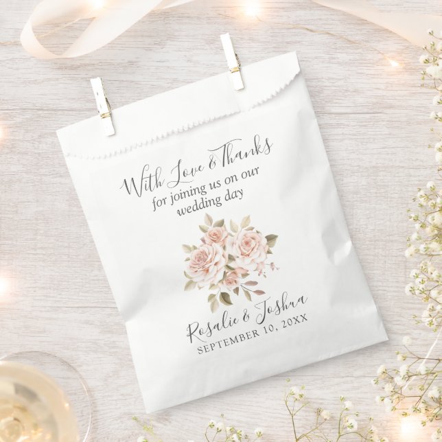 Rustic Romantic Roses Garden Wedding Thank You Favour Bags (Clipped)