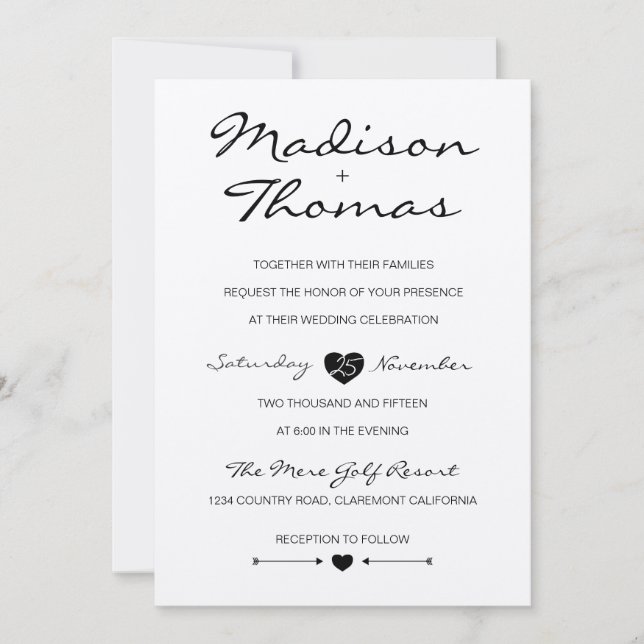 Rustic Romantic Suite wedding invitation (Front)