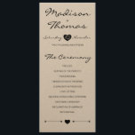Rustic Romantic Wedding Program on kraft paper Programme<br><div class="desc">This is a cute addition to your wedding. Look for matching stationery,  menu and decoration in our shop!</div>