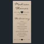 Rustic Romantic Wedding Program on kraft paper Programme<br><div class="desc">This is a cute addition to your wedding. Look for matching stationery,  menu and decoration in our shop!</div>