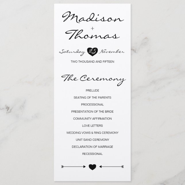 Rustic Romantic Wedding Program on kraft paper Programme (Front)