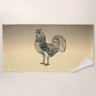 Rustic Rooster Beach Towel