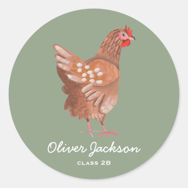 Rustic Rooster  Classic Round Sticker (Front)