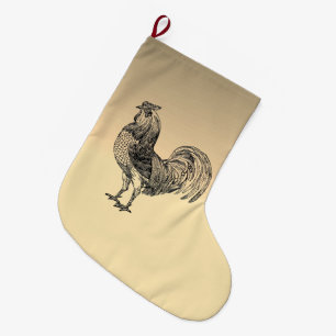 Rustic Rooster  Large Christmas Stocking