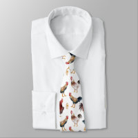 Rustic Rooster Pattern Neck Tie