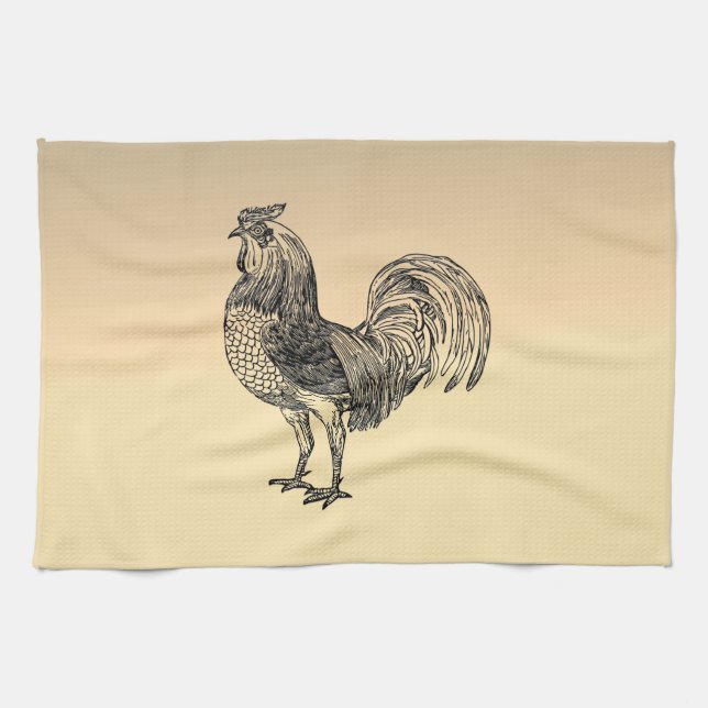 Rustic Rooster  Tea Towel (Horizontal)