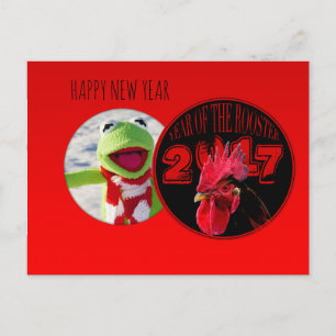 Rustic Rooster Year 2017 Add your image Holiday Postcard