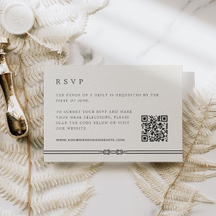 Rustic Rope Detail Ecru Wedding QR Code RSVP Card